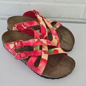 Birkenstock Floral Red Pink Sandals